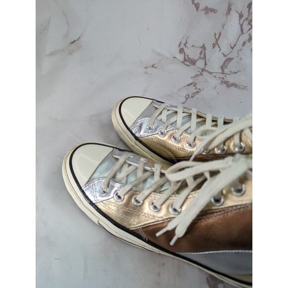 Converse High Tops Womens US 9 UK 7 Metallic Stripe Sneaker Shoes Silver Copper - Picture 6 of 13